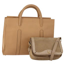 Christian Dior Shoulder Hand Bag Leather Suede 2 Set Beige Auth 192891-1