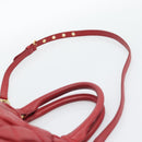 Miu Miu Matelasse Hand Bag Leather 2way Red Gold Auth 192905V-15