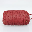 Miu Miu Matelasse Hand Bag Leather 2way Red Gold Auth 192905V-5
