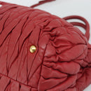 Miu Miu Matelasse Hand Bag Leather 2way Red Gold Auth 192905V-9