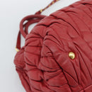Miu Miu Matelasse Hand Bag Leather 2way Red Gold Auth 192905V-16