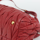 Miu Miu Matelasse Hand Bag Leather 2way Red Gold Auth 192905V-17