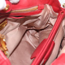 Miu Miu Matelasse Hand Bag Leather 2way Red Gold Auth 192905V-21