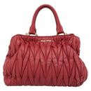 Miu Miu Matelasse Hand Bag Leather 2way Red Gold Auth 192905V-13