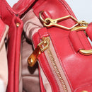 Miu Miu Matelasse Hand Bag Leather 2way Red Gold Auth 192905V-23