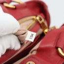 Miu Miu Matelasse Hand Bag Leather 2way Red Gold Auth 192905V-11