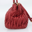 Miu Miu Matelasse Hand Bag Leather 2way Red Gold Auth 192905V-3