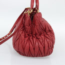 Miu Miu Matelasse Hand Bag Leather 2way Red Gold Auth 192905V-4