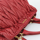 Miu Miu Matelasse Hand Bag Leather 2way Red Gold Auth 192905V-6