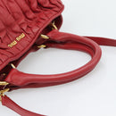 Miu Miu Matelasse Hand Bag Leather 2way Red Gold Auth 192905V-7