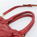Miu Miu Matelasse Hand Bag Leather 2way Red Gold Auth 192905V-14