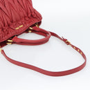 Miu Miu Matelasse Hand Bag Leather 2way Red Gold Auth 192905V-8