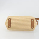 Salvatore Ferragamo Gancini Hand Bag Straw 2way Beige Gold Auth 192906V-11