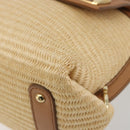 Salvatore Ferragamo Gancini Hand Bag Straw 2way Beige Gold Auth 192906V-12