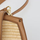 Salvatore Ferragamo Gancini Hand Bag Straw 2way Beige Gold Auth 192906V-16
