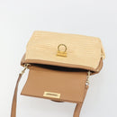 Salvatore Ferragamo Gancini Hand Bag Straw 2way Beige Gold Auth 192906V-18