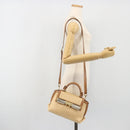 Salvatore Ferragamo Gancini Hand Bag Straw 2way Beige Gold Auth 192906V-26
