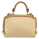 Salvatore Ferragamo Gancini Hand Bag Straw 2way Beige Gold Auth 192906V-3