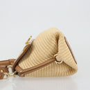 Salvatore Ferragamo Gancini Hand Bag Straw 2way Beige Gold Auth 192906V-5