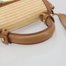 Salvatore Ferragamo Gancini Hand Bag Straw 2way Beige Gold Auth 192906V-7