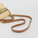 Salvatore Ferragamo Gancini Hand Bag Straw 2way Beige Gold Auth 192906V-9