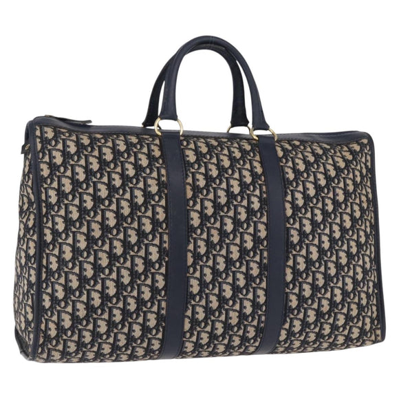 Christian Dior Trotter Canvas Hand Bag Navy Gold Tone Auth 192908