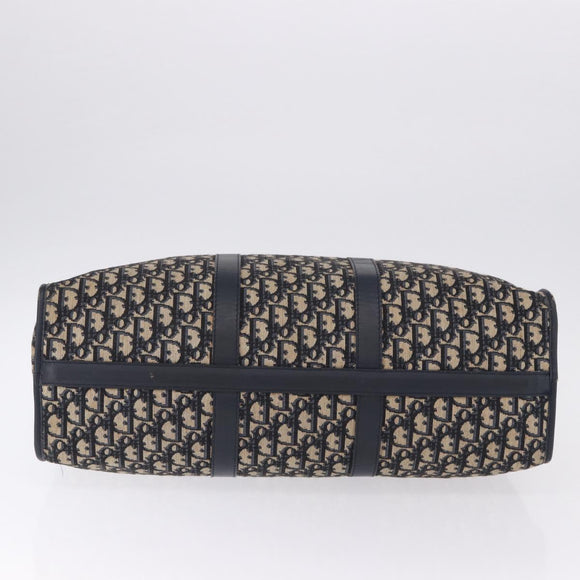 Christian Dior Trotter Canvas Hand Bag Navy Gold Tone Auth 192908