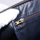 Christian Dior Trotter Canvas Hand Bag Navy Gold Tone Auth 192908-19