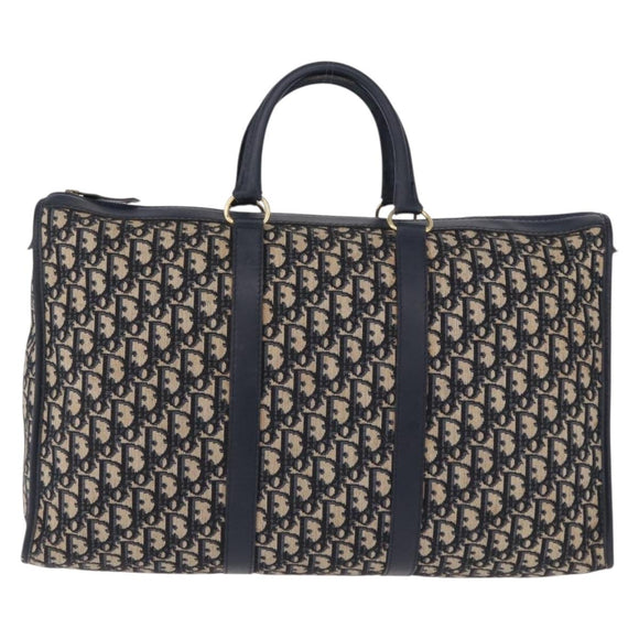 Christian Dior Trotter Canvas Hand Bag Navy Gold Tone Auth 192908