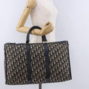 Christian Dior Trotter Canvas Hand Bag Navy Gold Tone Auth 192908-21