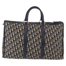 Christian Dior Trotter Canvas Hand Bag Navy Gold Tone Auth 192908-4