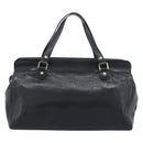 GUCCI Interlocking G Hand Bag Leather Black Gold Tone 131445 Auth 192909-3