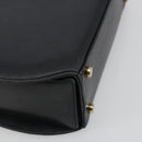 Salvatore Ferragamo Gancini Hand Bag Leather 2way Black Gold Tone Auth 192915-19