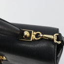 Salvatore Ferragamo Gancini Hand Bag Leather 2way Black Gold Tone Auth 192915-9
