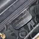 Salvatore Ferragamo Gancini Hand Bag Leather 2way Black Gold Tone Auth 192915-12