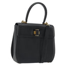 Salvatore Ferragamo Gancini Hand Bag Leather 2way Black Gold Tone Auth 192915-1