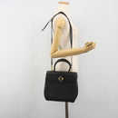 Salvatore Ferragamo Gancini Hand Bag Leather 2way Black Gold Tone Auth 192915-26
