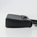Salvatore Ferragamo Gancini Hand Bag Leather 2way Black Gold Tone Auth 192915-3