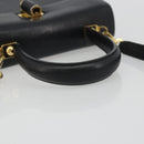 Salvatore Ferragamo Gancini Hand Bag Leather 2way Black Gold Tone Auth 192915-7