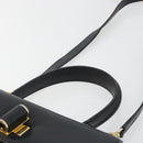 Salvatore Ferragamo Gancini Hand Bag Leather 2way Black Gold Tone Auth 192915-14