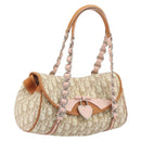 Christian Dior Trotter Canvas Romantic Chain Bag PVC Beige Silver Auth 192923SAM-1