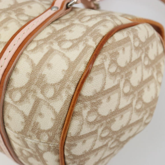 Christian Dior Trotter Canvas Romantic Chain Bag PVC Beige Silver Auth 192923SAM