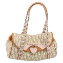 Christian Dior Trotter Canvas Romantic Chain Bag PVC Beige Silver Auth 192923SAM-2