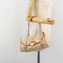 Christian Dior Trotter Canvas Romantic Chain Bag PVC Beige Silver Auth 192923SAM-24
