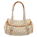 Christian Dior Trotter Canvas Romantic Chain Bag PVC Beige Silver Auth 192923SAM-3