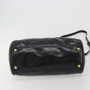 PRADA Hand Bag Leather 2way Black Gold Tone Auth 192927V-11