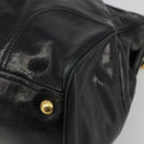PRADA Hand Bag Leather 2way Black Gold Tone Auth 192927V-12