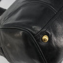 PRADA Hand Bag Leather 2way Black Gold Tone Auth 192927V-15