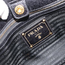 PRADA Hand Bag Leather 2way Black Gold Tone Auth 192927V-18