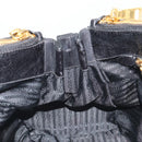 PRADA Hand Bag Leather 2way Black Gold Tone Auth 192927V-21